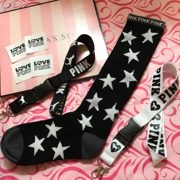 PINK Victoria's Secret Accessories - Knee Sock , 2 Lanyards , and I added some stickers